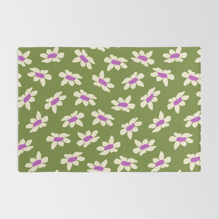 Olive and Purple - Retro Daisies  Rug Gallery Image 2