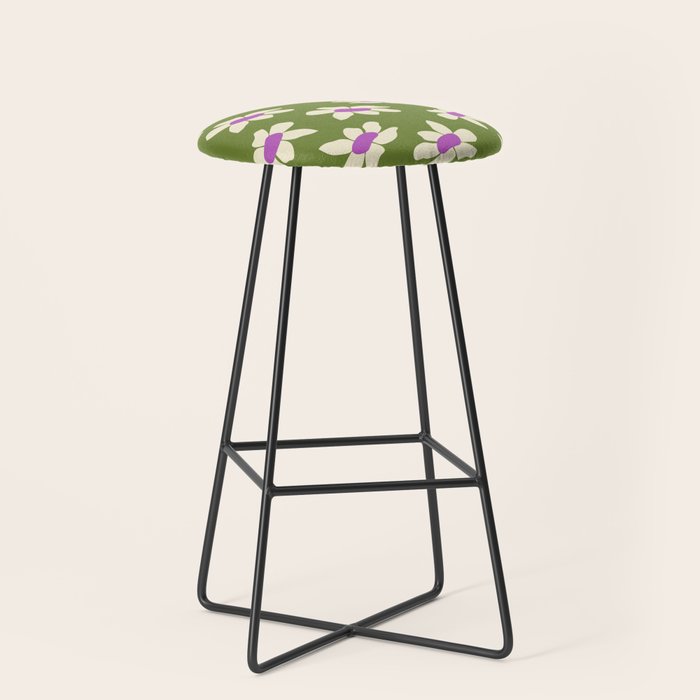 Olive and Purple - Retro Daisies  Stool Gallery Image 1