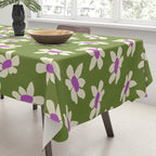 Olive and Purple - Retro Daisies  Tablecloth Gallery Image 3