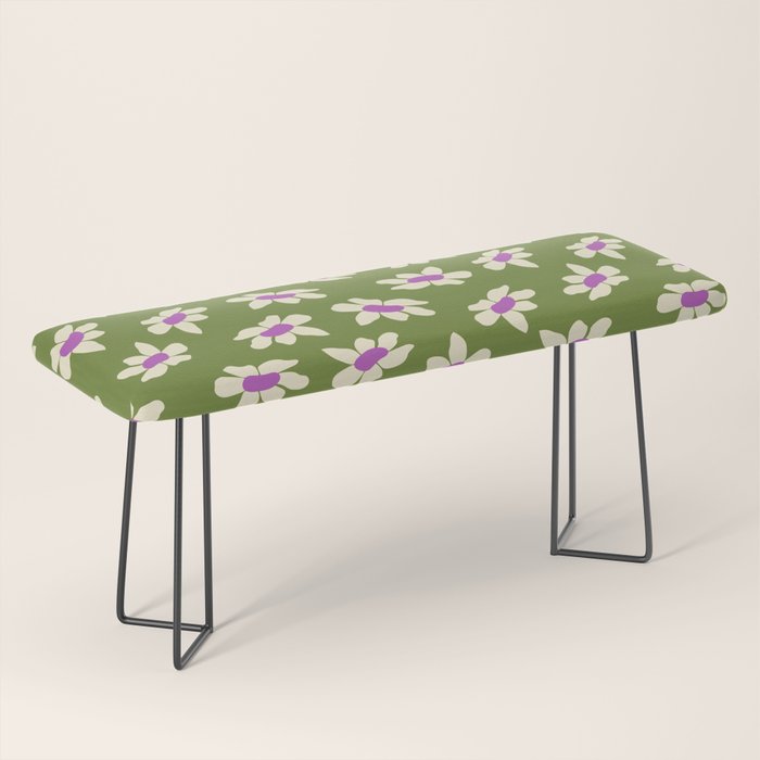 Olive and Purple - Retro Daisies  Bench Gallery Image 1