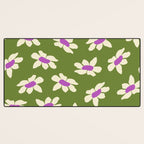 Olive and Purple - Retro Daisies  Desk Mat Gallery Image 3