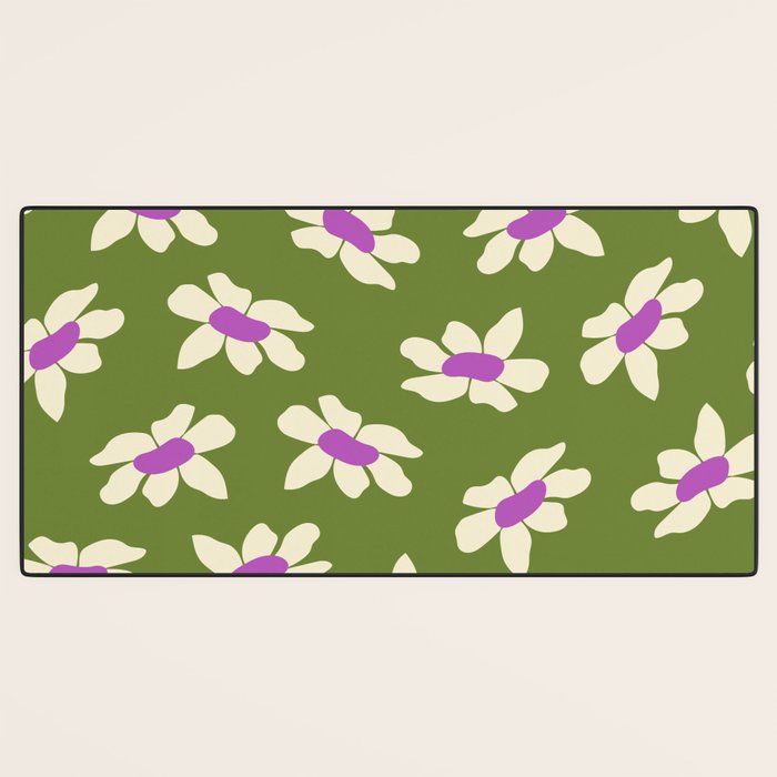 Olive and Purple - Retro Daisies  Desk Mat Gallery Image 3