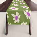 Olive and Purple - Retro Daisies  Table Runner Gallery Image 1