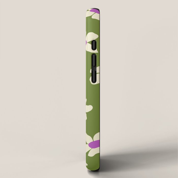 Olive and Purple - Retro Daisies  iPhone Case Gallery Image 2