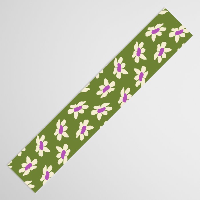 Olive and Purple - Retro Daisies  Table Runner Gallery Image 3