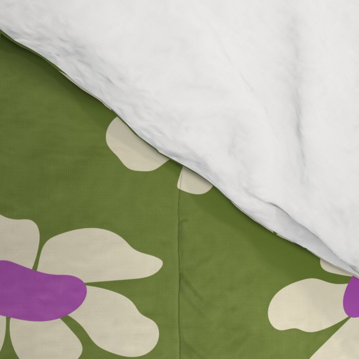 Olive and Purple - Retro Daisies  Comforter Gallery Image 4