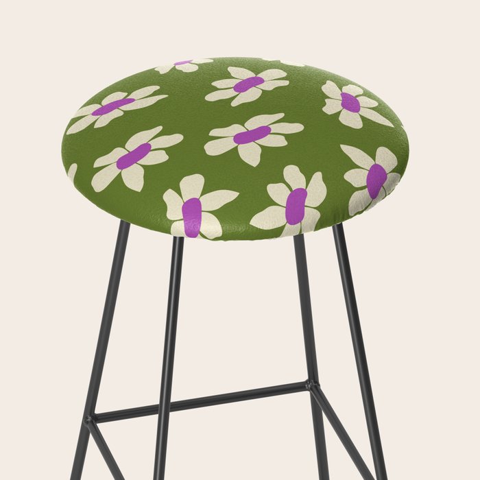 Olive and Purple - Retro Daisies  Stool Gallery Image 2