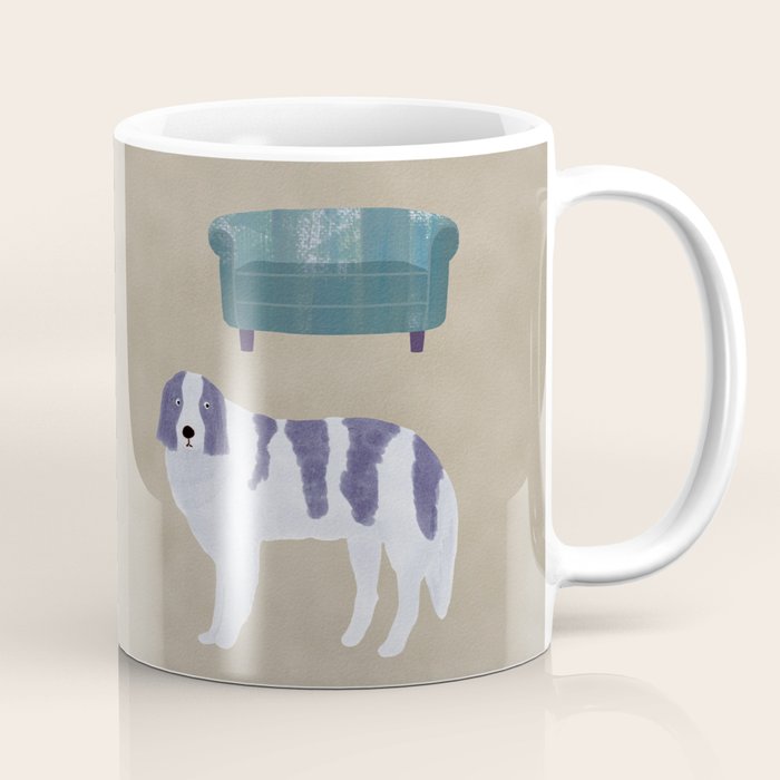Dog and a Sofa - Purple and Beige Coffee Mug Gallery Image 1