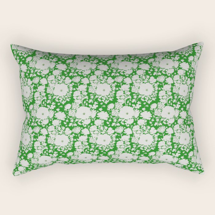 White Beauty on Green Rectangular Pillow Gallery Image 1