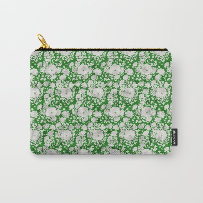 White Beauty on Green Carry All Pouch Gallery Image 1