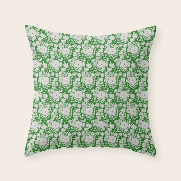 White Beauty on Green Throw Pillow Gallery Image 6