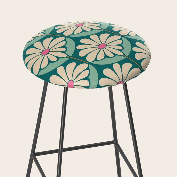 Flower Power - Teal, Pink and Off-white Stool Gallery Image 2