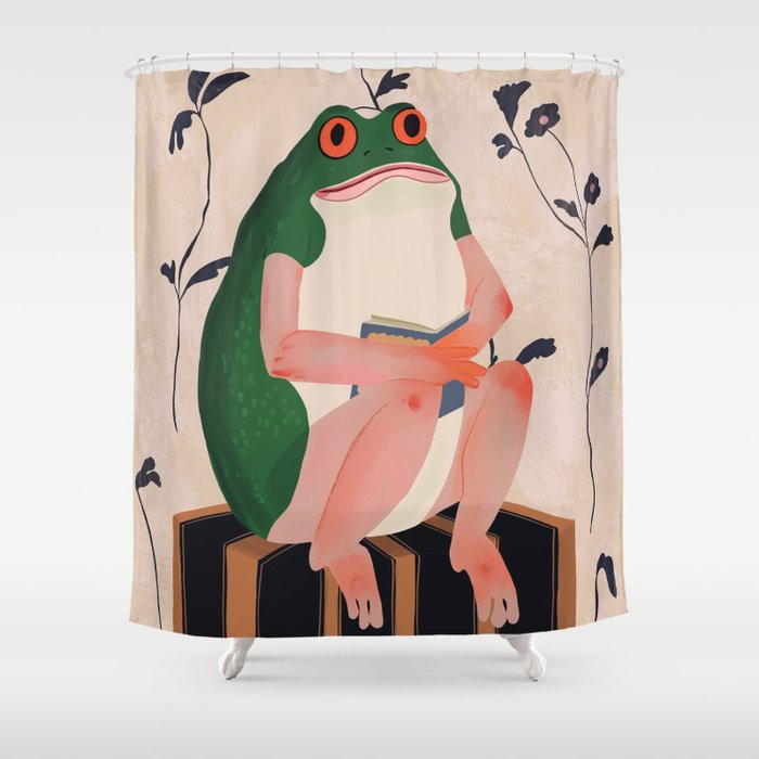 The Bookish Frog Shower Curtain Gallery Image 1