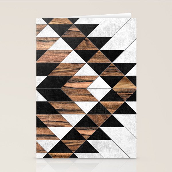 Urban Tribal Pattern No.9 - Aztec - Concrete and Wood Stationery Card Gallery Image 1