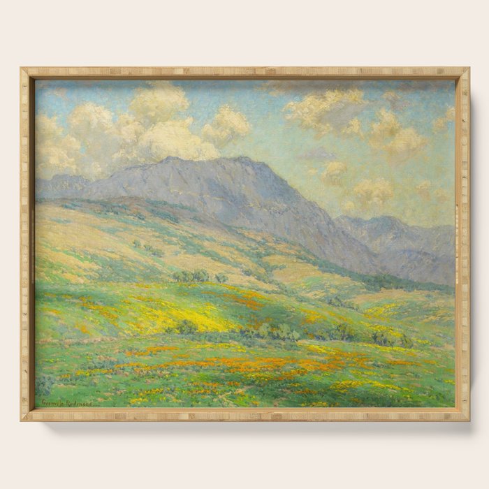 Granville Redmond Hazy Day in Antelope Valley, 1932 Oil Painting Vintage American Art Serving Tray Gallery Image 1