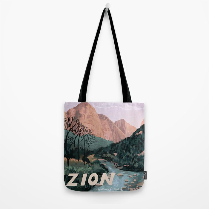 Zion National Park, Utah, USA Illustrated National Parks Tote Bag Gallery Image 2
