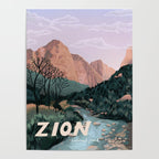 Zion National Park, Utah, USA Illustrated National Parks Poster Gallery Image 4