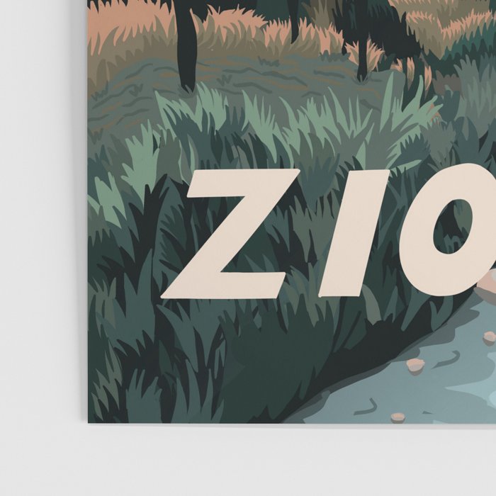 Zion National Park, Utah, USA Illustrated National Parks Poster Gallery Image 3