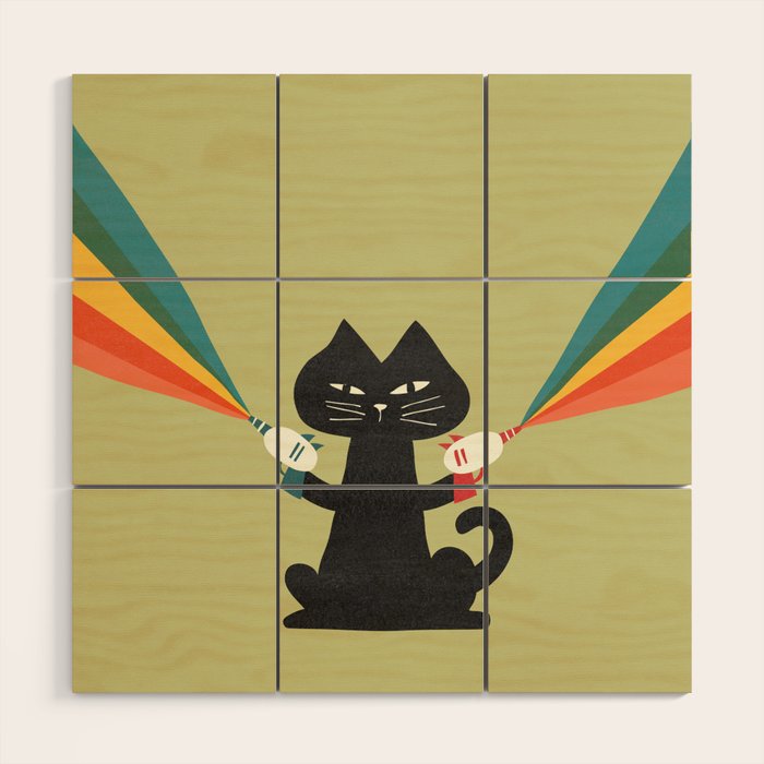 Ray gun cat Wood Wall Art Gallery Image 1