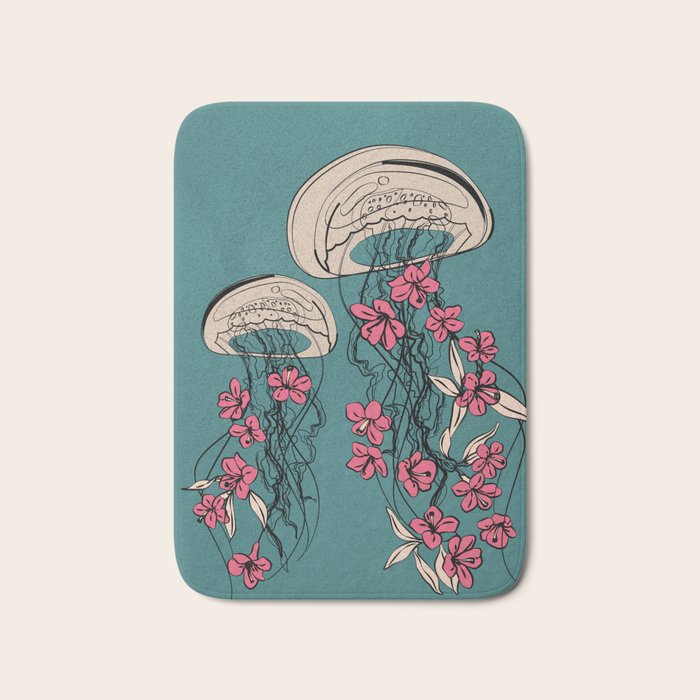 Floral Jellyfishes 1 Bath Mat Gallery Image 1