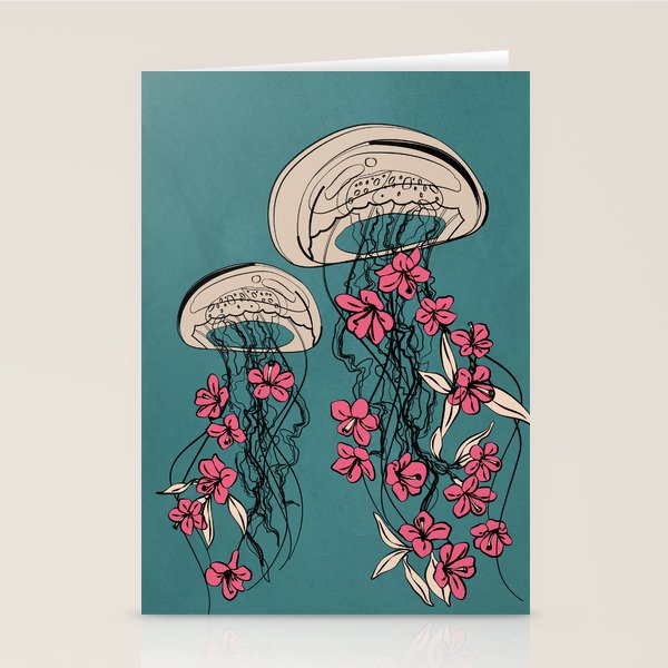 Floral Jellyfishes 1 Stationery Card Gallery Image 2