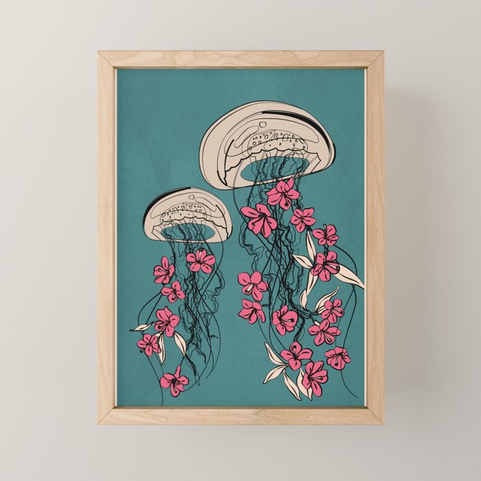 Floral Jellyfishes 1 Mini Art Print Gallery Image 1