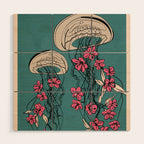 Floral Jellyfishes 1 Wood Wall Art Gallery Image 1