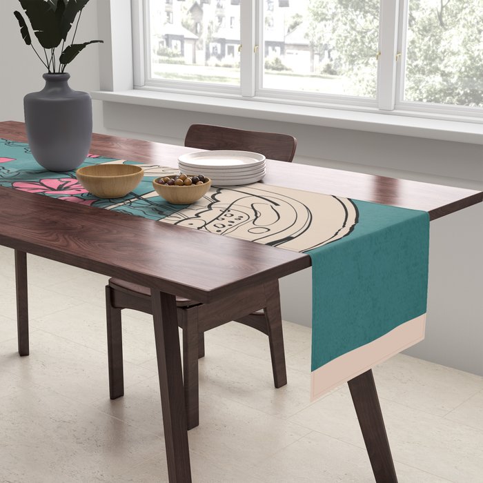 Floral Jellyfishes 1 Table Runner Gallery Image 2