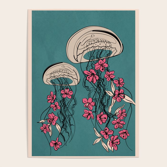 Floral Jellyfishes 1 Poster Gallery Image 4