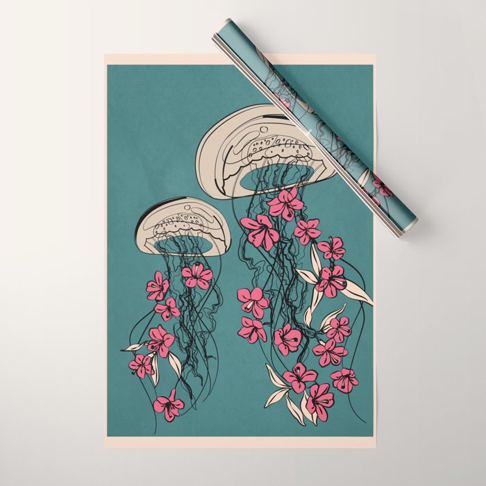 Floral Jellyfishes 1 Wrapping Paper Gallery Image 1
