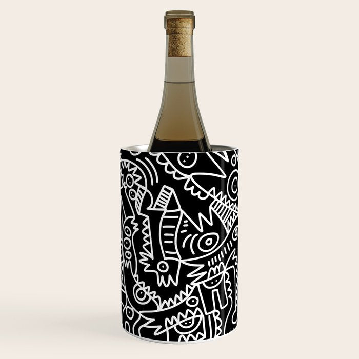 Black and White Street Art Tribal Graffiti Wine Chiller Gallery Image 2