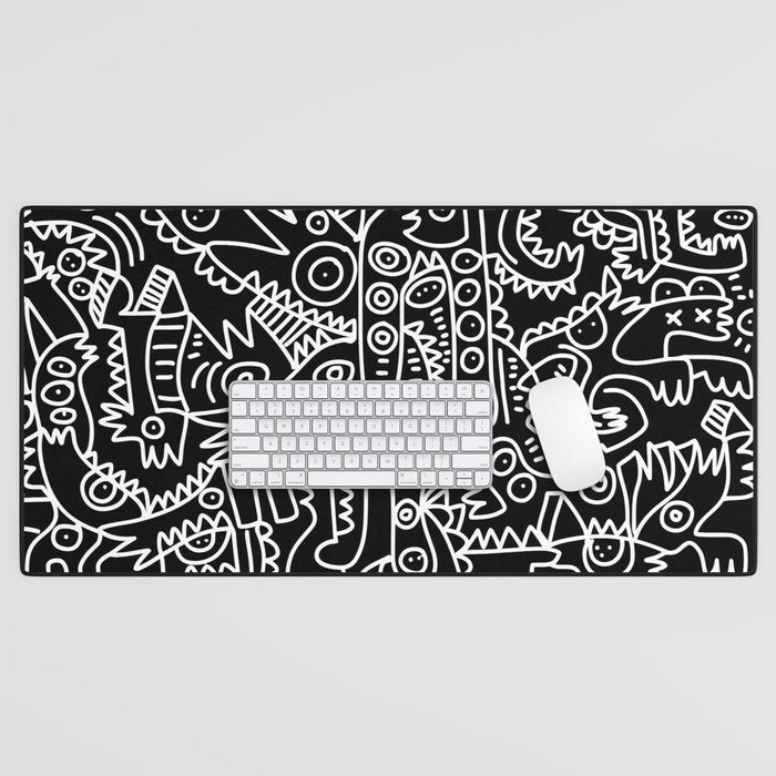 Black and White Street Art Tribal Graffiti Desk Mat Gallery Image 1