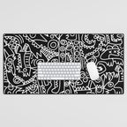 Black and White Street Art Tribal Graffiti Desk Mat Gallery Image 1