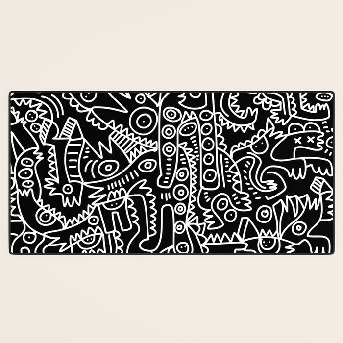Black and White Street Art Tribal Graffiti Desk Mat Gallery Image 3