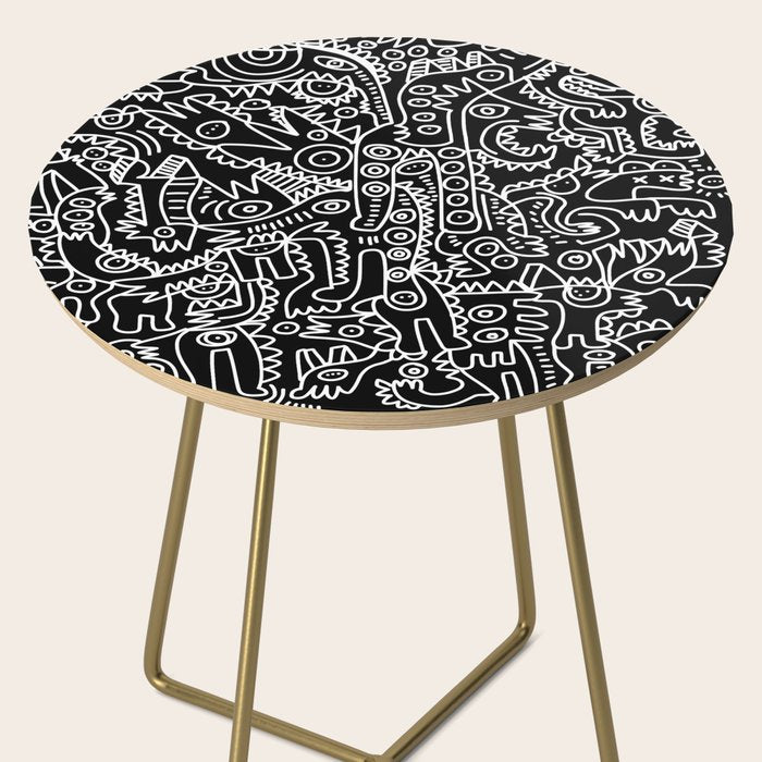 Black and White Street Art Tribal Graffiti Side Table Gallery Image 2