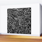 Black and White Street Art Tribal Graffiti Wall Mural Gallery Image 2