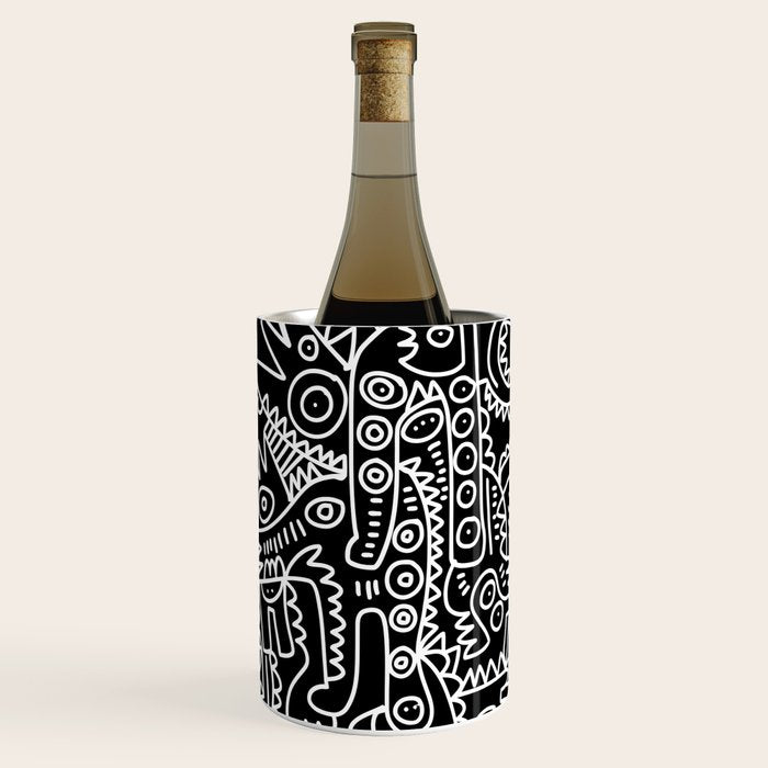 Black and White Street Art Tribal Graffiti Wine Chiller Gallery Image 1