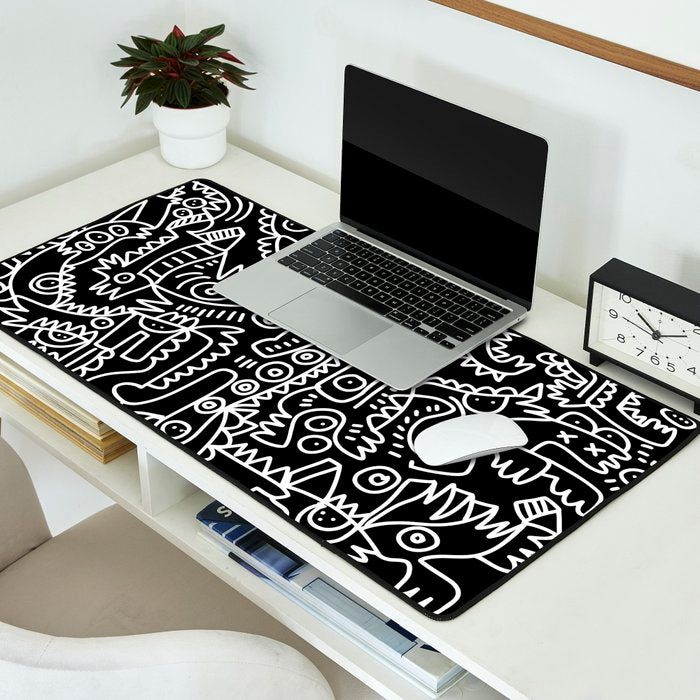 Black and White Street Art Tribal Graffiti Desk Mat Gallery Image 2