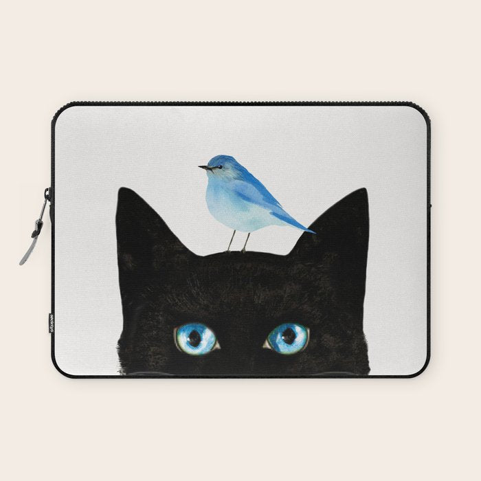 Cat and Bird Laptop Sleeve Gallery Image 1