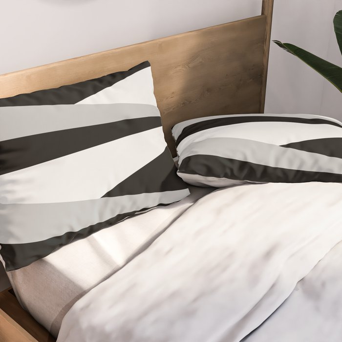 Geometric Triangles VI Black and White Pillow Sham Gallery Image 2
