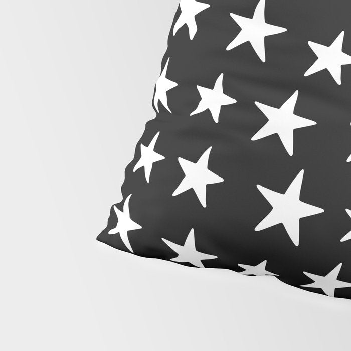 Star Pattern White On Black Pillow Sham Gallery Image 4