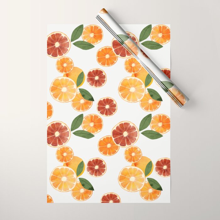 sliced oranges spring watercolor Wrapping Paper Gallery Image 1