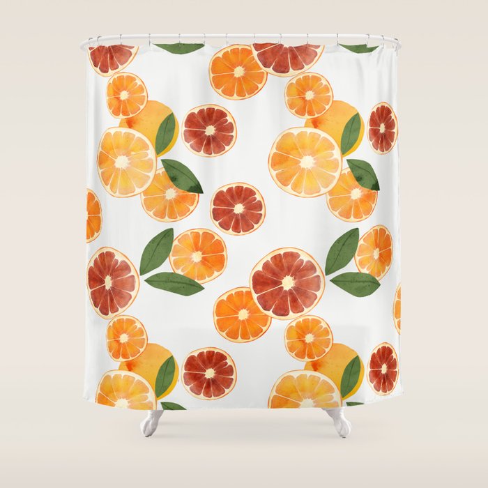 sliced oranges spring watercolor Shower Curtain Gallery Image 1