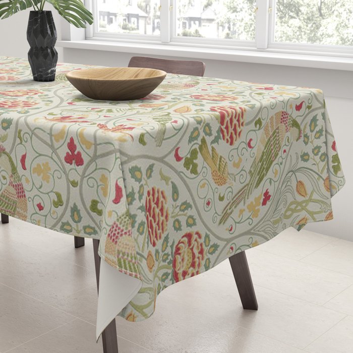 William Morris Seasons by May Melsetter Linen Cream Tablecloth Gallery Image 3