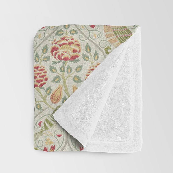 William Morris Seasons by May Melsetter Linen Cream Throw Blanket Gallery Image 3