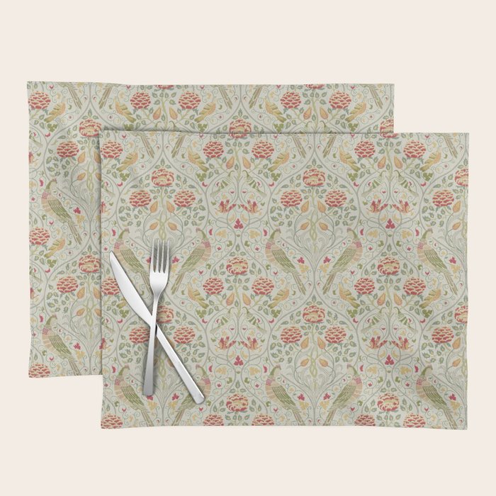 William Morris Seasons by May Melsetter Linen Cream Placemat Gallery Image 1