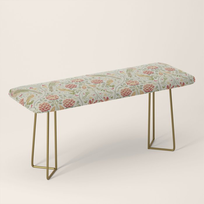 William Morris Seasons by May Melsetter Linen Cream Bench Gallery Image 2