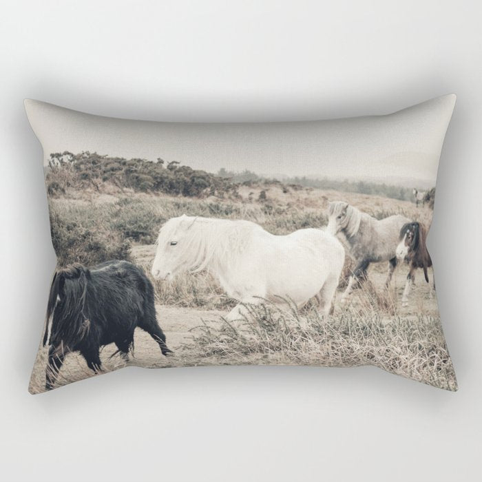 Wild horses on the endless highlands 3 Rectangular Pillow Gallery Image 1