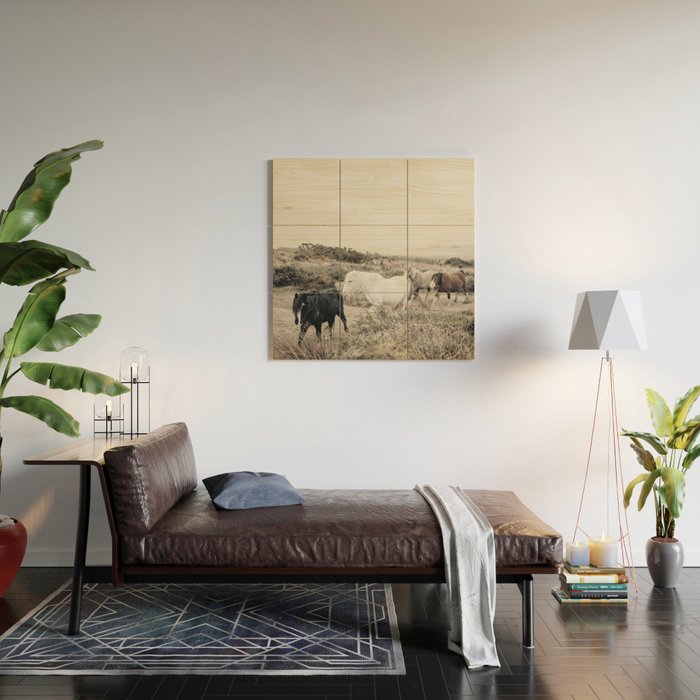 Wild horses on the endless highlands 3 Wood Wall Art Gallery Image 2