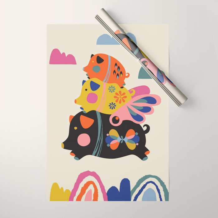 Flying pigs Wrapping Paper Gallery Image 1
